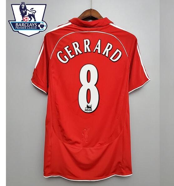 2006-08 Liverpool Retro Home Kit Soccer Jersey GERRARD #8 with EPL Printing